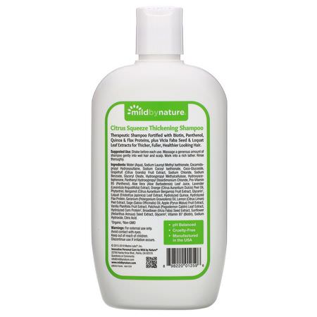 洗髮, 護髮: Mild By Nature, Thickening B-Complex + Biotin Shampoo by Madre Labs, No Sulfates, Citrus Squeeze, 14 fl oz (414 ml)