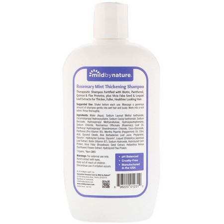 洗髮, 護髮: Mild By Nature, Thickening B-Complex + Biotin Shampoo by Madre Labs, No Sulfates, Rosemary Mint, 14 fl oz (414 ml)