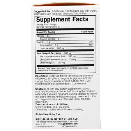 Omega-3魚油, EPA DHA: Minami Nutrition, Supercritical, Omega-3 Fish Oil, 850 mg, Orange Flavor, 60 Softgels