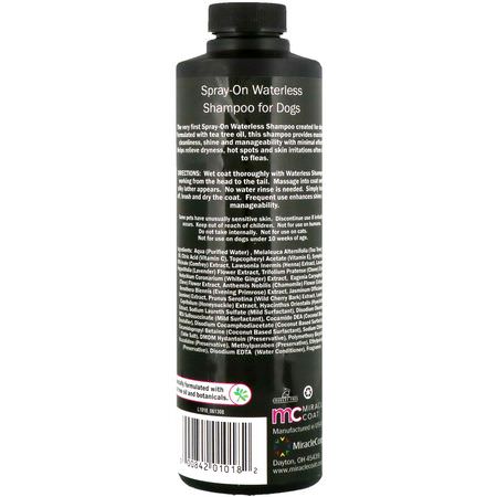 清潔劑, 護髮素: Miracle Care, Miracle Coat, Spray-On Waterless Shampoo, For Dogs, Meadow Fresh Scent, 12 fl oz (355 ml)