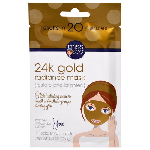 Miss Spa, 24k Gold Facial Sheet Mask, 1 Facial Mask Review