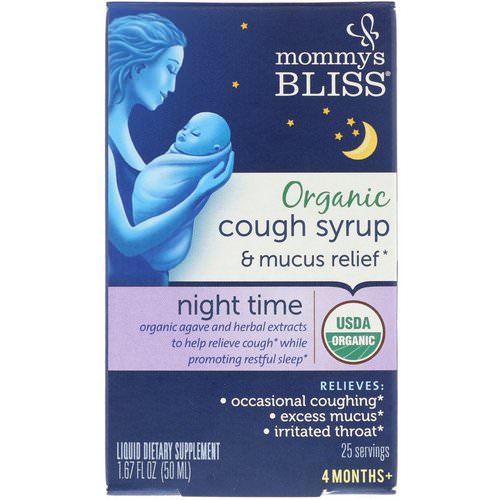 Mommy's Bliss, Organic, Cough Syrup & Mucus Relief, Night Time, 4 Months +, 1.67 fl oz (50 ml) Review