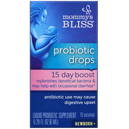 兒童益生菌, 健康: Mommy's Bliss, Probiotic Drops, 15 Day Boost, Newborn +, 0.20 fl oz (6 ml)