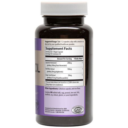 白藜蘆醇, 抗氧化劑: MRM, Resveratrol, 60 Vegan Capsules