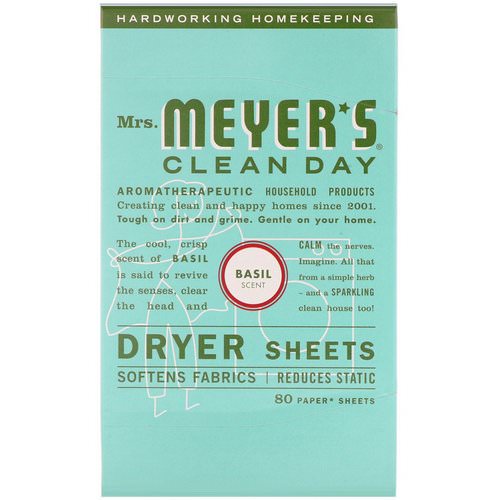 Mrs. Meyers Clean Day, Dryer Sheets, Basil Scent, 80 Sheets Review