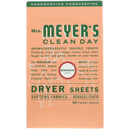 Mrs. Meyers Clean Day, Dryer Sheets, Geranium Scent, 80 Sheets Review