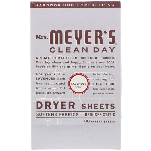 Mrs. Meyers Clean Day, Dryer Sheets, Lavender Scent, 80 Sheets Review
