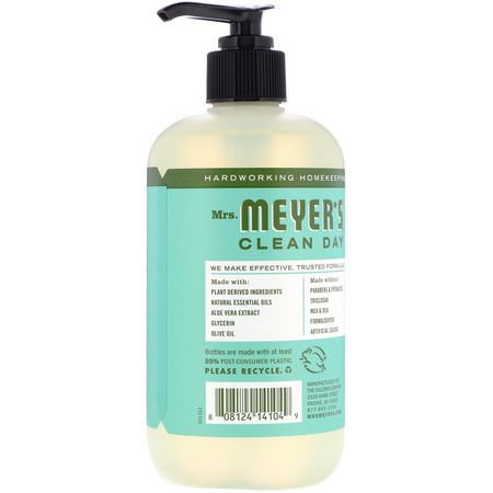 洗手液, 淋浴: Mrs. Meyers Clean Day, Hand Soap, Basil Scent, 12.5 fl oz (370 ml)