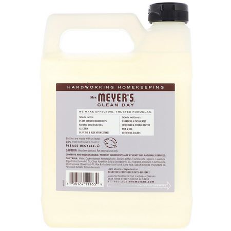 洗手液補充劑, 淋浴: Mrs. Meyers Clean Day, Liquid Hand Soap Refill, Lavender Scent, 33 fl oz (975 ml)