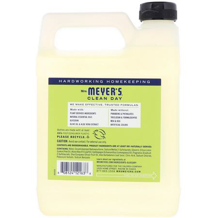 洗手液補充裝, 淋浴: Mrs. Meyers Clean Day, Liquid Hand Soap Refill, Lemon Verbena Scent, 33 fl oz (975 ml)
