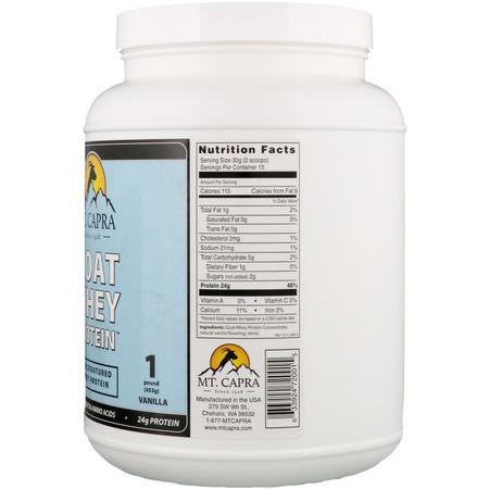 山羊蛋白, 動物蛋白: Mt. Capra, Goat Whey Protein, Vanilla, 1 Pound (453 g)