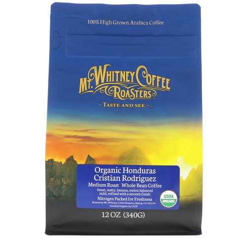 Mt. Whitney Coffee Roasters, Organic Honduras Cristian Rodriguez, Medium Roast, Whole Bean Coffee, 12 oz (340 g) Review
