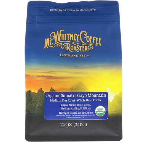 Mt. Whitney Coffee Roasters, Organic Sumatra Gayo Mountain, Medium Plus Roast, Whole Bean Coffee, 12 oz (340 g) Review