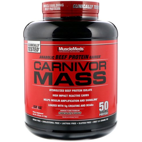MuscleMeds, Carnivor Mass, Anabolic Beef Protein Gainer, Chocolate Fudge, 5.99 lbs (2,716 g) Review