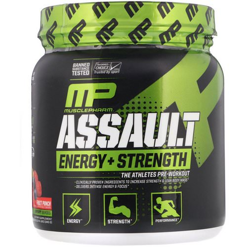 MusclePharm, Assault, Energy + Strength, Pre-Workout, Fruit Punch, 12.17 oz (345 g) Review
