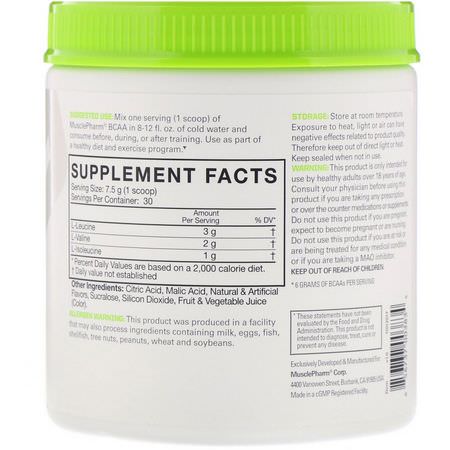 BCAA, 氨基酸: MusclePharm, BCAA Essentials, Blue Raspberry, 0.50 lbs (225 g)