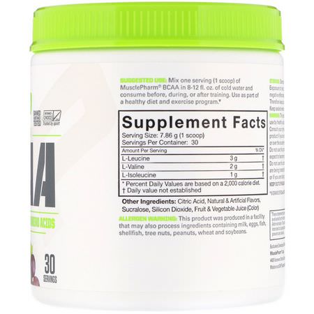 BCAA, 氨基酸: MusclePharm, BCAA Essentials, Grape, 0.52 lb (235.8 g)