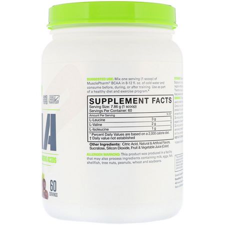 BCAA, 氨基酸: MusclePharm, BCAA Essentials, Grape, 1.04 lb (471.6 g)