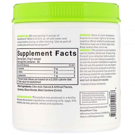 BCAA, 氨基酸: MusclePharm, BCAA Essentials, Orange Mango, 0.52 lb (237 g)