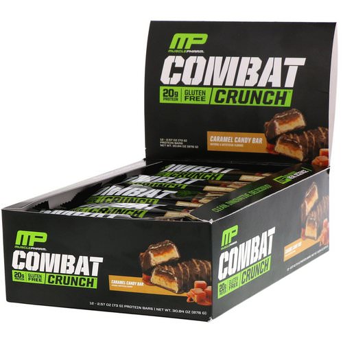 MusclePharm, Combat Crunch, Caramel Candy Bar, 12 Bars, 2.57 oz (73 g) Each Review