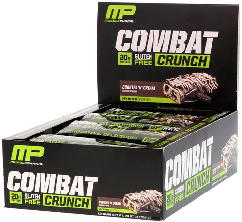 MusclePharm, Combat Crunch, Cookies 'N' Cream, 12 Bars, 2.22 oz oz (63 g) Each Review