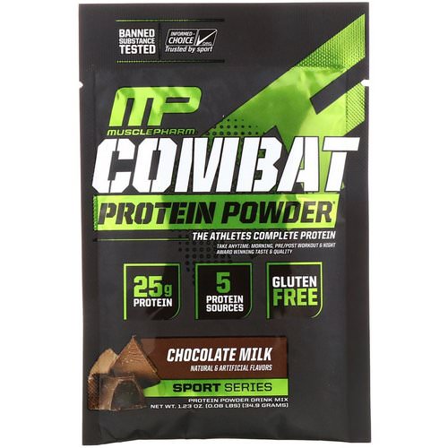 MusclePharm, Combat Protein Powder, Chocolate Milk, 1.23 oz (34.9 g) Trial Size Review