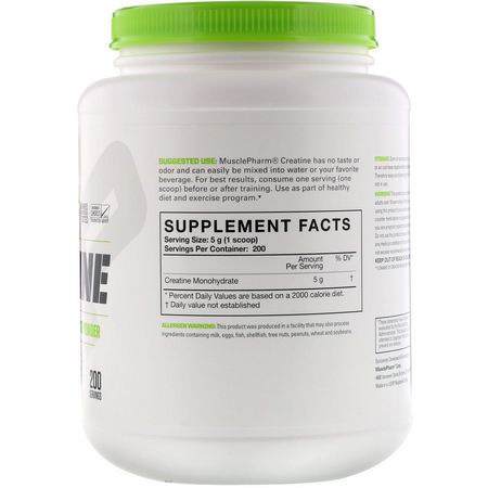 一水肌酸, 肌酸: MusclePharm, Creatine Essentials, Unflavored, 2.2 lbs (1 kg)