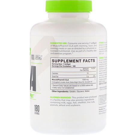 CLA共軛亞油酸, 重量: MusclePharm, Essentials, CLA, 1000 mg, 180 Softgels