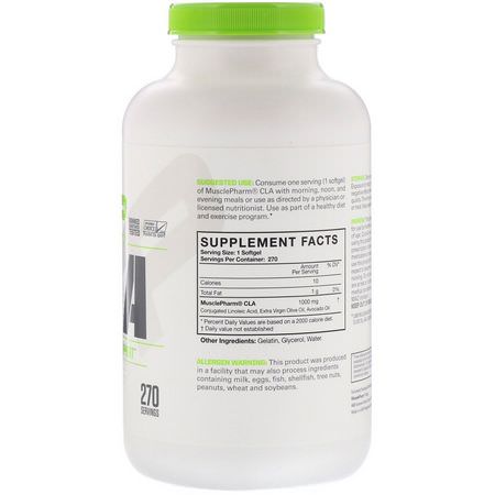 運動營養, CLA共軛亞油酸: MusclePharm, Essentials, CLA, 1000 mg, 270 Softgels