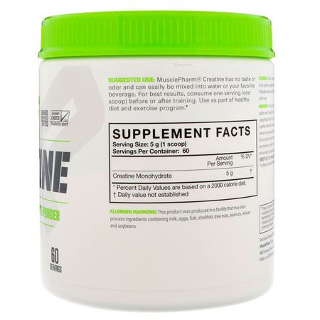 一水肌酸, 肌酸: MusclePharm, Essentials Creatine, Unflavored, 0.66 lbs (300 g)