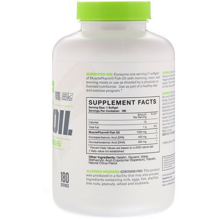 Omega-3魚油, EPA DHA: MusclePharm, Essentials, Fish Oil, 180 Softgels