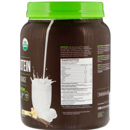 植物性, 植物性蛋白: MusclePharm Natural, Organic Protein, Plant-Based, Vanilla, 1.25 lbs (567 g)