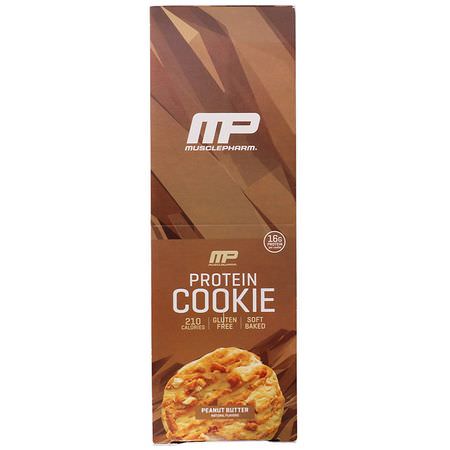 蛋白質餅乾, 蛋白質小吃: MusclePharm, Protein Cookie, Peanut Butter, 12 Cookies, 1.83 oz (52 g) Each