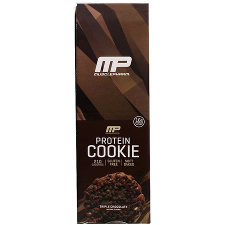 蛋白質餅乾, 蛋白質小吃: MusclePharm, Protein Cookie, Triple Chocolate, 12 Cookies, 1.83 oz (52 g) Each