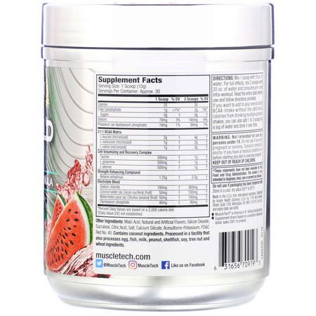 BCAA, 氨基酸: Muscletech, Amino Build, Next Gen BCAA Formula, Watermelon, 9.91 oz (281 g)