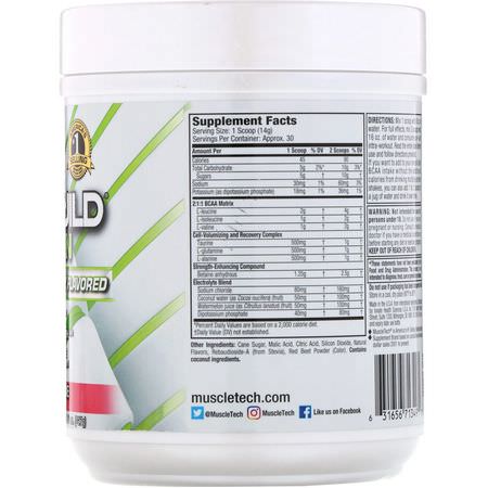 無水貝他汀, 一氧化氮: Muscletech, Amino Build, Next Gen BCAAs, Naturally Flavored Cherry Limeade, 15.06 oz (427 g)