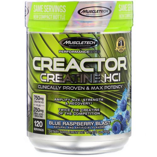 Muscletech, Creactor, Creatine HCI, Blue Raspberry Blast, 9.31 oz (264 g) Review