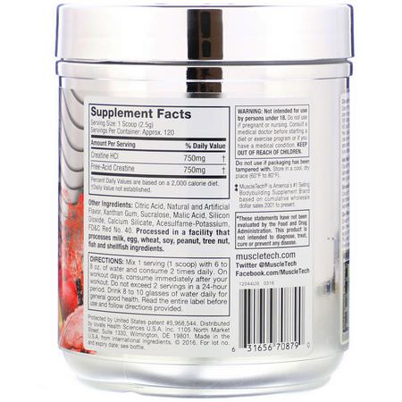 鹽酸肌酸, 肌酸: Muscletech, Creactor, Creatine HCl Formula, Fruit Punch Extreme, 9.51 oz (269 g)
