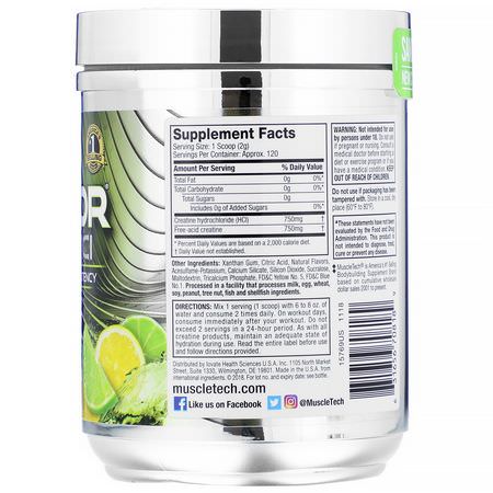 HCl肌酸, 肌酸: Muscletech, Creactor, Creatine HCI, Lemon-Lime Twist, 8.40 oz (238 g)