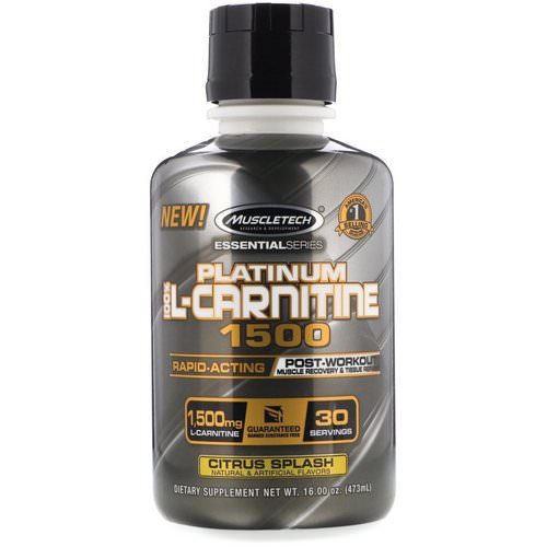 Muscletech, Essential Series, Platinum 100% L-Carnitine, Citrus Splash, 1,500 mg, 16 oz (473 ml) Review