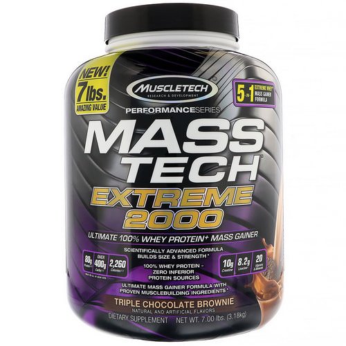 Muscletech, Mass Tech Extreme 2000, Triple Chocolate Brownie, 7.00 lb (3.18 kg) Review