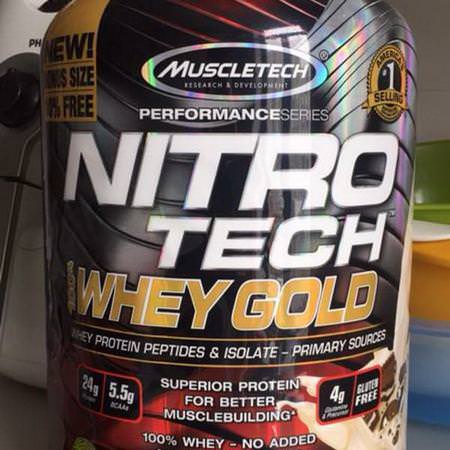 Muscletech, Nitro Tech, 100% Whey Gold, Cookies and Cream, 5.53 lbs (2.51 kg)