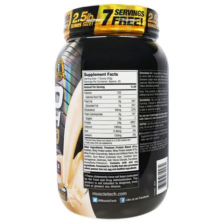 乳清蛋白, 運動營養: Muscletech, Nitro Tech, 100% Whey Gold, French Vanilla Creme, 2.20 lbs (999 g)