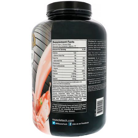 乳清蛋白, 運動營養: Muscletech, Nitro Tech 100% Whey Gold, Strawberry, 5.53 lbs (2.51 kg)