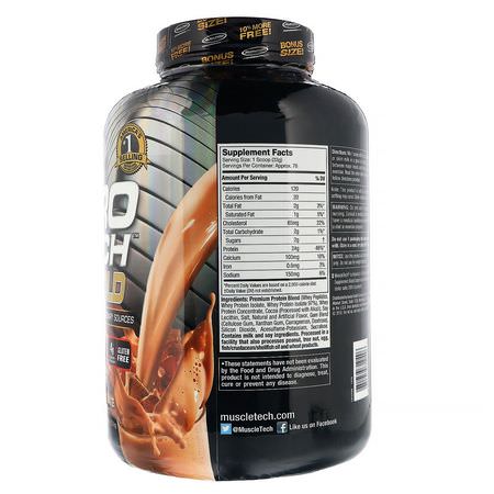 乳清蛋白, 運動營養: Muscletech, Nitro Tech, 100% Whey Gold, Whey Protein Powder, Double Rich Chocolate, 5.53 lbs (2.51 kg)