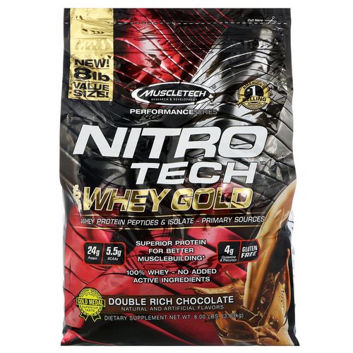 Muscletech, Nitro Tech, 100% Whey Gold, Whey Protein Powder, Double Rich Chocolate, 8 lbs (3.63 kg) Review