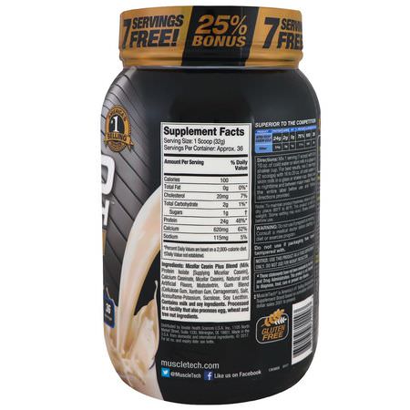 酪蛋白, 膠束酪蛋白: Muscletech, Nitro Tech Casein Gold, Creamy Vanilla, 2.50 lbs (1.13 kg)