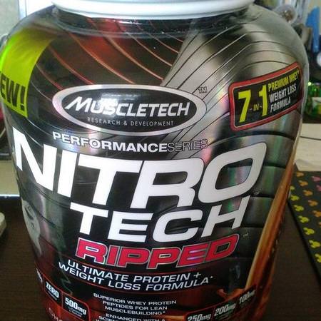 Muscletech, Nitro Tech Ripped, Ultimate Protein + Weight Loss Formula, Chocolate Fudge Brownie, 2 lbs (907 g)