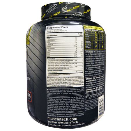乳清蛋白, 運動營養: Muscletech, Nitro Tech, Whey Isolate + Lean Muscle, Strawberry, 3.97 lbs (1.80 kg)