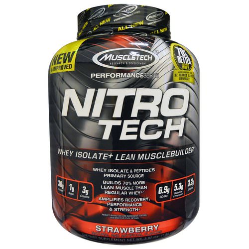 Muscletech, Nitro Tech, Whey Isolate + Lean Muscle, Strawberry, 3.97 lbs (1.80 kg) Review